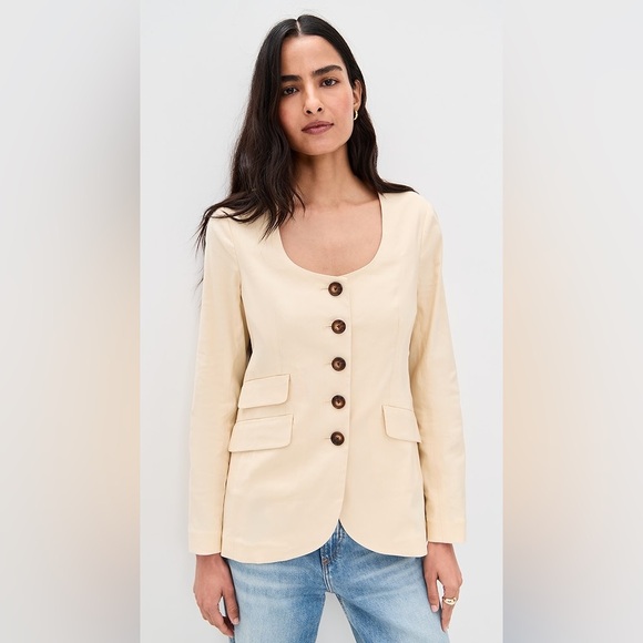 Rag & Bone Roslyn Linen Blazer NWT Size 4 Light Tan Tailored Designer Jacket